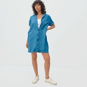Everlane Linen Workwear Dress in Size XS in Azure
